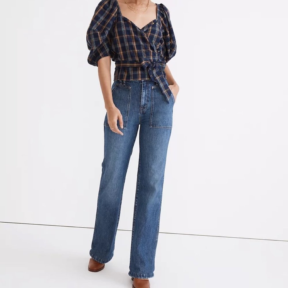 Madewell 11" High-Rise Flare Jeans in Whitethorn Wash: Workwear Edition